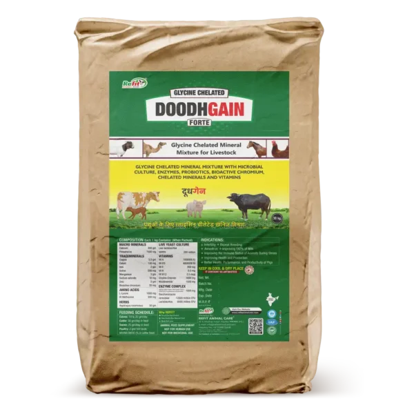 Doodh Gain - Glycine Chelated Mineral Mixture For Cattle & Poulty - 30 Kg Bag - Set of 2