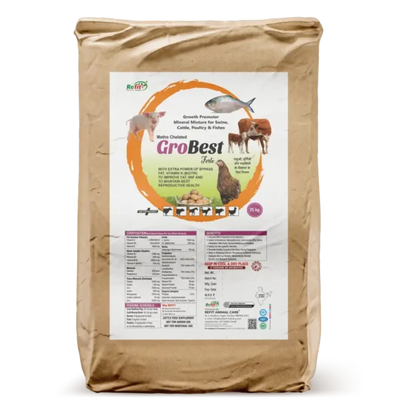 GroBest - Metho Chelated Mineral Mixture For Cattle, Poultry & Aqua - 25 Kg Bag - Set of 2