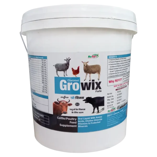 Growix Forte - Growth Promoter For Cattle & Poultry - 10 Ltr - Set of 4