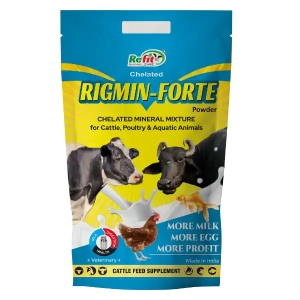 Rigmin Forte - Chelated Mineral Mixture For Cattle, Poultry & Aqua - 1 Kg Pouch - Set of 20