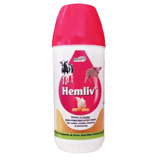Hemliv+ - Liver Tonic With Iron For Cattle & Poultry - 1 Ltr - Set of 12