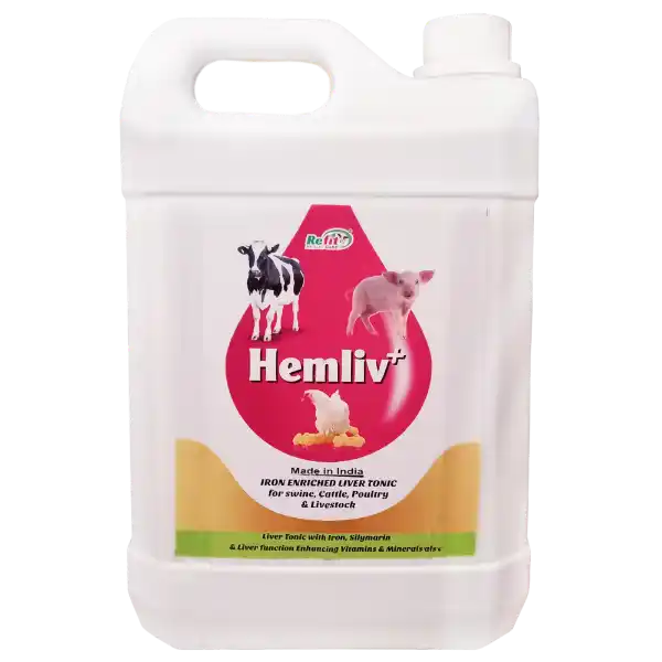 Hemliv+ - Liver Tonic With Iron For Cattle & Poultry - 5 Ltr - Set of 6