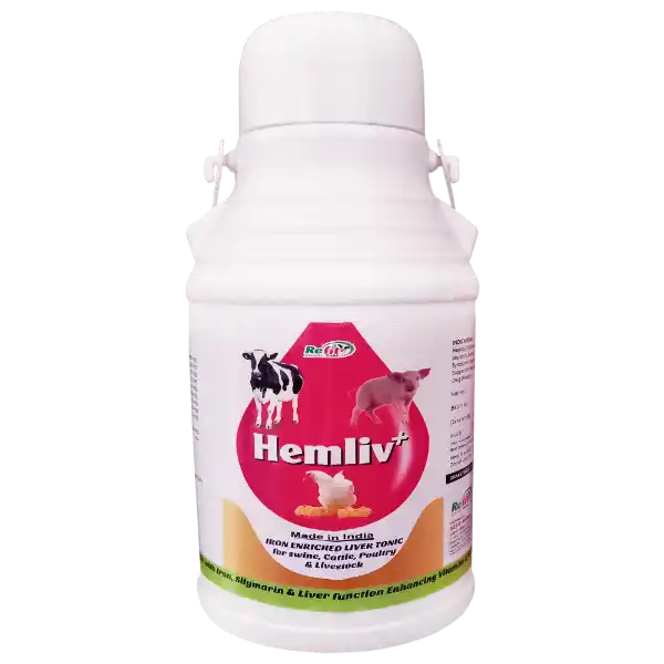 Hemliv+ - Liver Tonic With Iron For Cattle & Poultry - 2 Ltr - Set of 8
